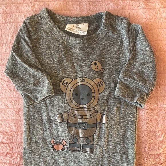 Huxbaby, 0-3 Long Romper, Deep Diving Bear, Ocean - Picture 4 of 8